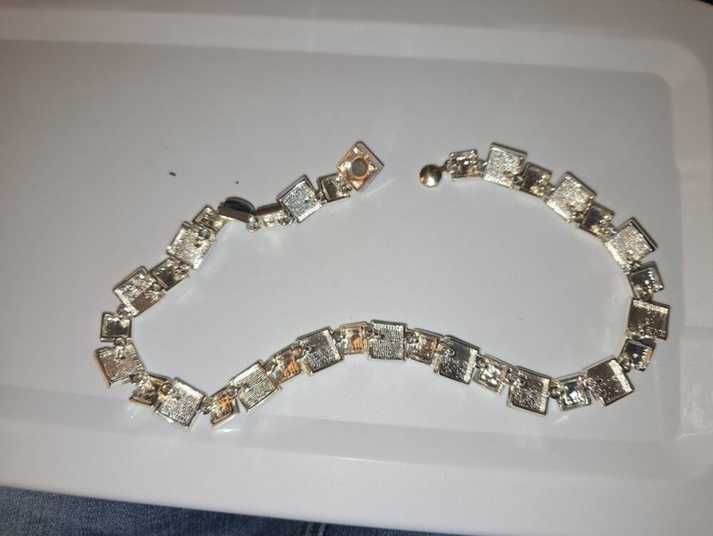 Vintage Multicolor Square Link Necklace with Magnet Closure